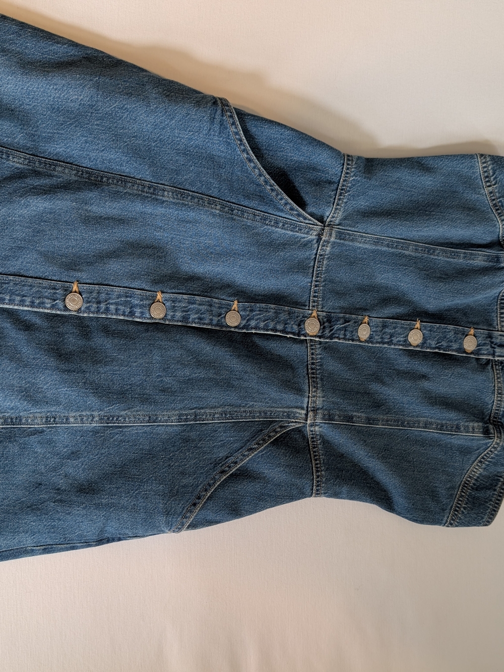 Levi's Light Blue Denim Button-Front Mini Dress with Straps - Picture 3 of 8